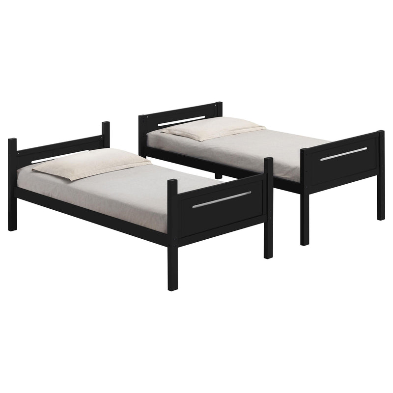 Littleton Wood Twin Over Twin Bunk Bed Black - detail 5