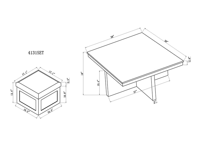 Marta Coffee Table with 4 Storage Ottomans