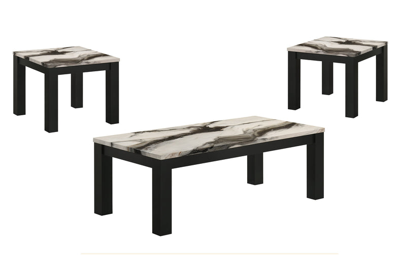 Ivy 3-Pc Cocktail Set Faux Marble Brown