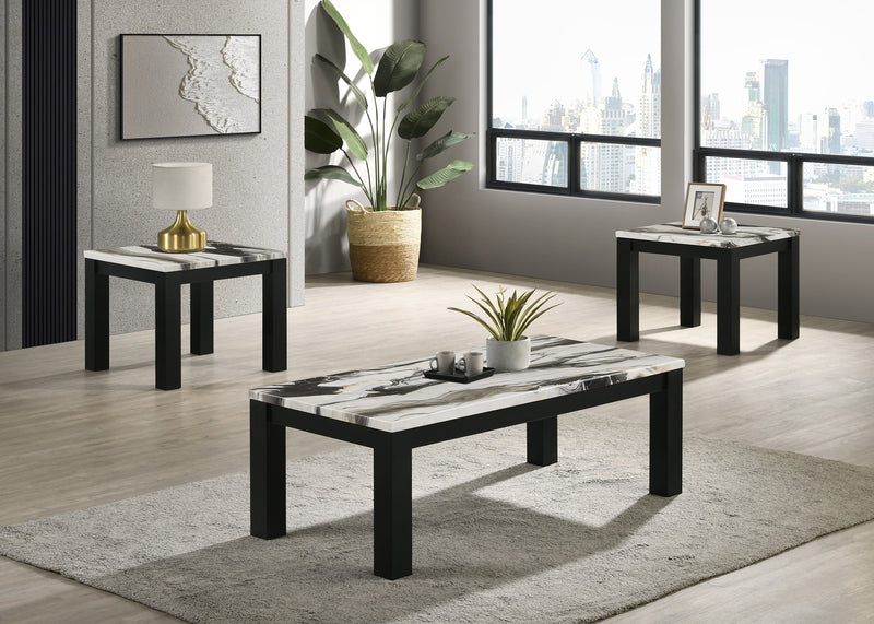 Ivy 3-Pc Cocktail Set Faux Marble Brown