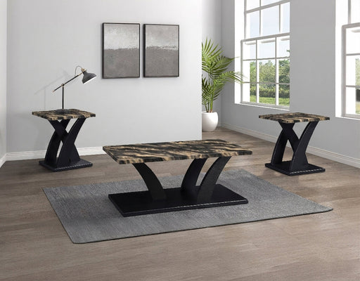 Crownmark Zion 3-Pc Faux Marble Cocktail Set Gold/Black