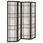 Catabella 4-Panel Room Divider Folding Shoji Screen Floral - alternate view
