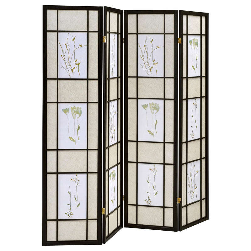 Catabella 4-Panel Room Divider Folding Shoji Screen Floral - alternate view