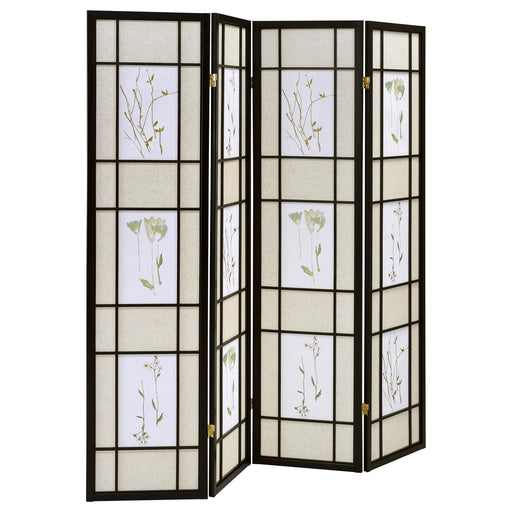 Catabella 4-Panel Room Divider Folding Shoji Screen Floral - alternate view