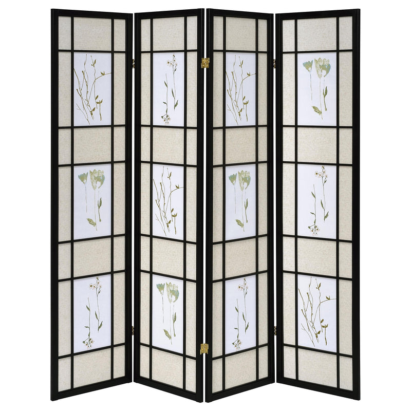 Catabella 4-Panel Room Divider Folding Shoji Screen Floral - detail 4
