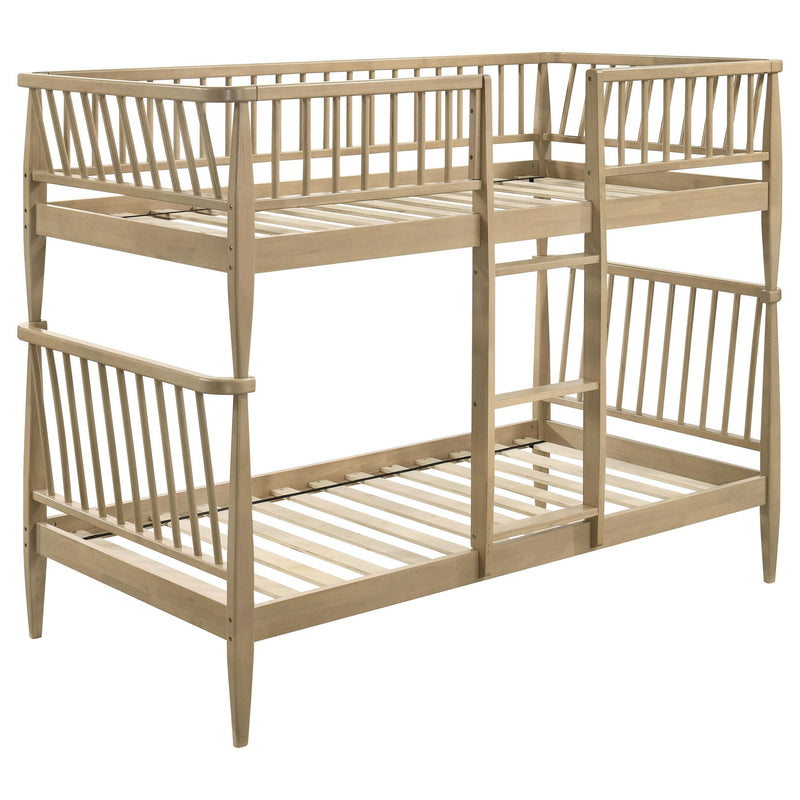 Abram Windsor Twin Over Twin Wood Bunk Bed with Ladder Almond - alternate view