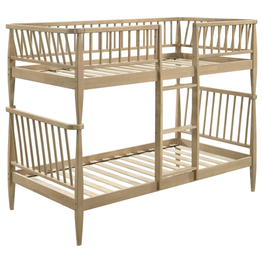 Abram Windsor Twin Over Twin Wood Bunk Bed with Ladder Almond - alternate view