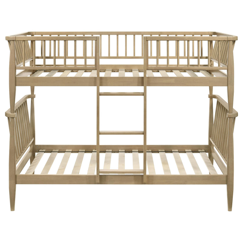 Abram Windsor Twin Over Twin Wood Bunk Bed with Ladder Almond - detail 3