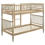 Abram Windsor Twin Over Twin Wood Bunk Bed with Ladder Almond - detail 4