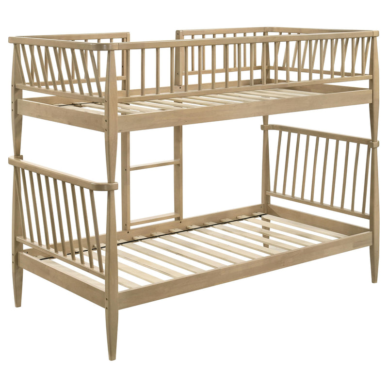 Abram Windsor Twin Over Twin Wood Bunk Bed with Ladder Almond - detail 4