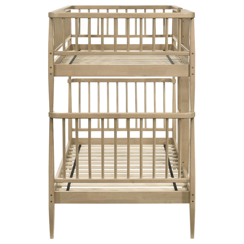 Abram Windsor Twin Over Twin Wood Bunk Bed with Ladder Almond - detail 5