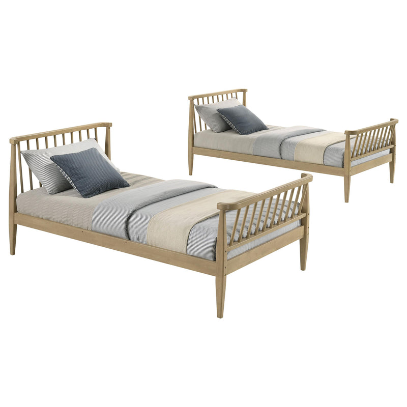 Abram Windsor Twin Over Twin Wood Bunk Bed with Ladder Almond - detail 6