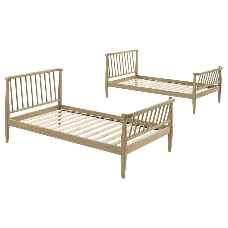 Abram Windsor Twin Over Twin Wood Bunk Bed with Ladder Almond - detail 7
