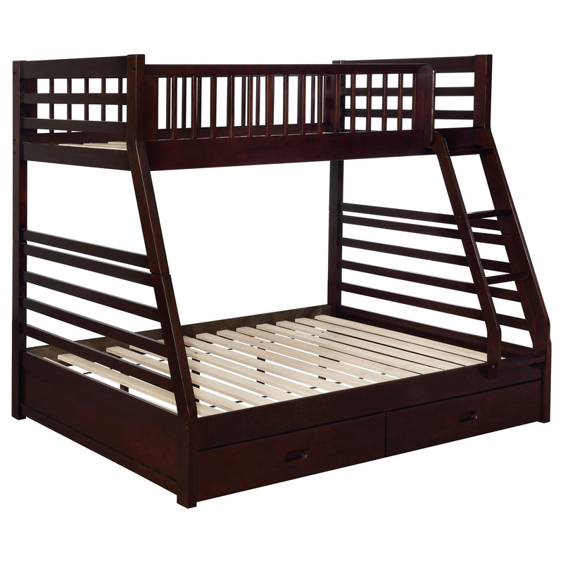 Ashton 2-drawer Wood Twin Over Full Bunk Bed Cappuccino - alternate view