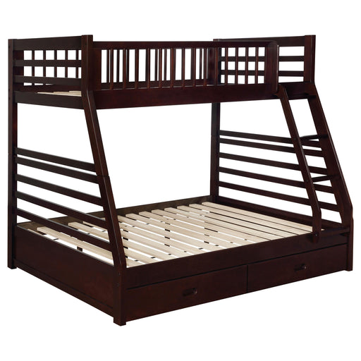 Ashton 2-drawer Wood Twin Over Full Bunk Bed Cappuccino - alternate view
