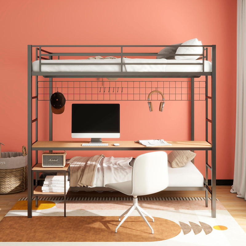 Bettoni Full-Over-Twin Workstation Bunk Bed Matte Black - alternate view