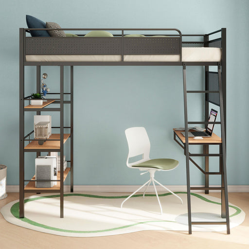 Campus Metal Twin Workstation Loft Bed with Desk Matte Black - alternate view