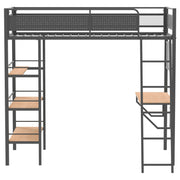 Campus Metal Twin Workstation Loft Bed with Desk Matte Black - detail 4