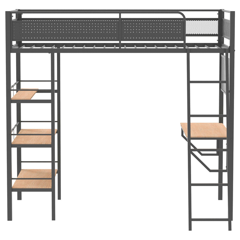 Campus Metal Twin Workstation Loft Bed with Desk Matte Black - detail 4