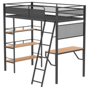 Campus Metal Twin Workstation Loft Bed with Desk Matte Black - detail 5