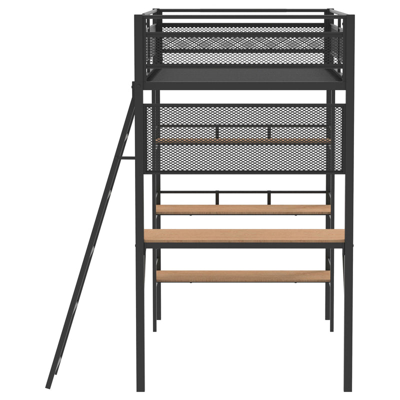 Campus Metal Twin Workstation Loft Bed with Desk Matte Black - detail 6