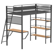 Campus Metal Twin Workstation Loft Bed with Desk Matte Black - detail 7