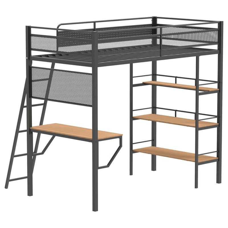 Campus Metal Twin Workstation Loft Bed with Desk Matte Black - detail 7
