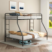 Carson Twin-Over-Full Steel Bunk Bed with Dual Ladders Glossy Black