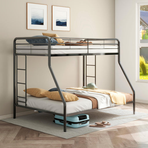 Carson Twin-Over-Full Steel Bunk Bed with Dual Ladders Glossy Black