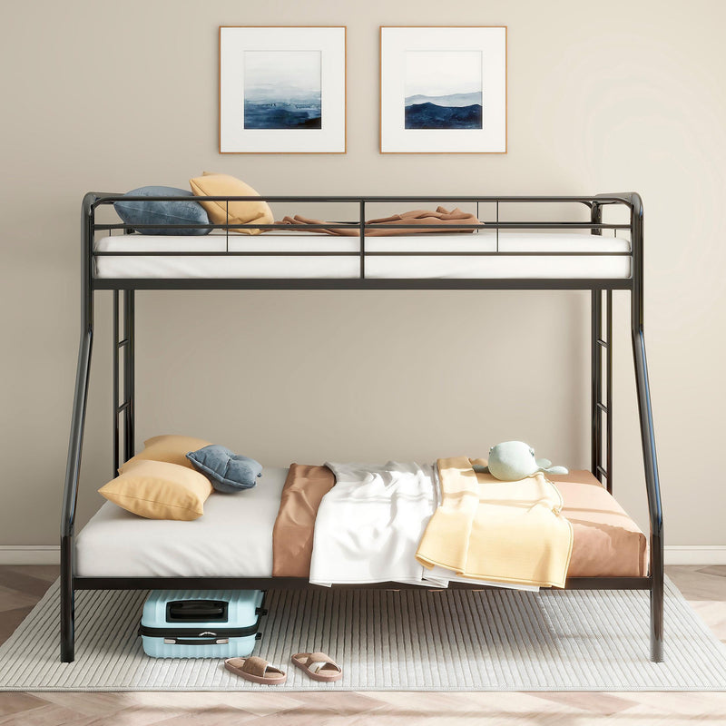 Carson Twin-Over-Full Steel Bunk Bed with Dual Ladders Glossy Black - alternate view