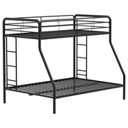 Carson Twin-Over-Full Steel Bunk Bed with Dual Ladders Glossy Black - detail 3