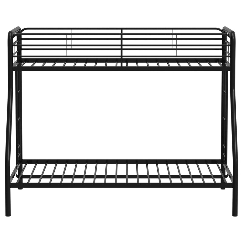 Carson Twin-Over-Full Steel Bunk Bed with Dual Ladders Glossy Black - detail 4