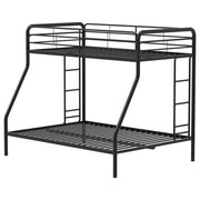 Carson Twin-Over-Full Steel Bunk Bed with Dual Ladders Glossy Black - detail 5