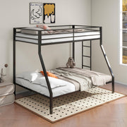 Alevera Twin-Over-Full Steel Bunk Bed with Ladder Matte Black