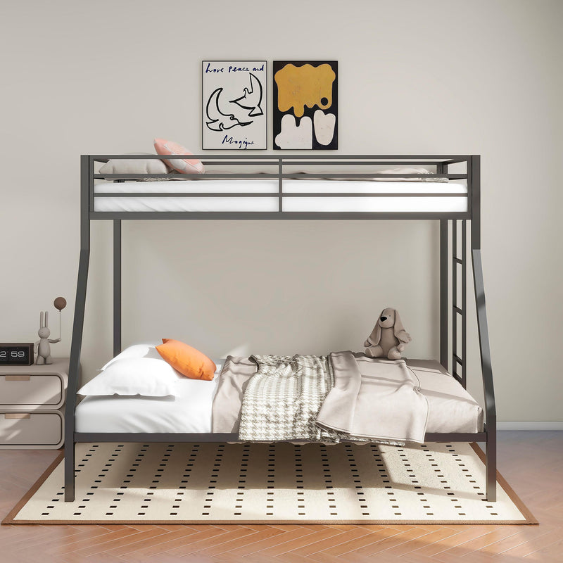 Alevera Twin-Over-Full Steel Bunk Bed with Ladder Matte Black - alternate view