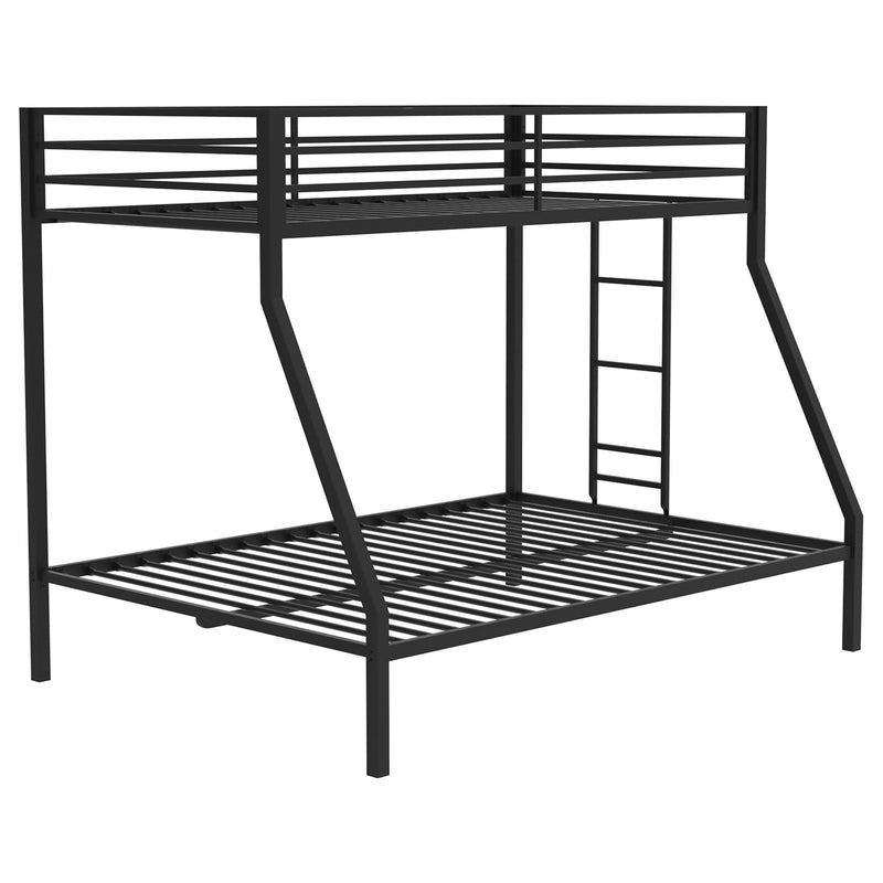 Alevera Twin-Over-Full Steel Bunk Bed with Ladder Matte Black - detail 3
