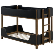 Morris Twin Over Twin Wood Bunk Bed with Ladder Walnut and Black - alternate view