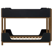 Morris Twin Over Twin Wood Bunk Bed with Ladder Walnut and Black - detail 4