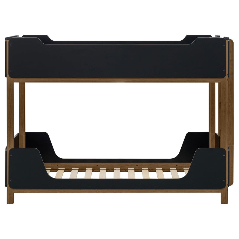 Morris Twin Over Twin Wood Bunk Bed with Ladder Walnut and Black - detail 4