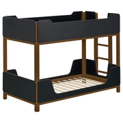 Morris Twin Over Twin Wood Bunk Bed with Ladder Walnut and Black - detail 5