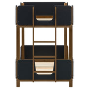 Morris Twin Over Twin Wood Bunk Bed with Ladder Walnut and Black - detail 6