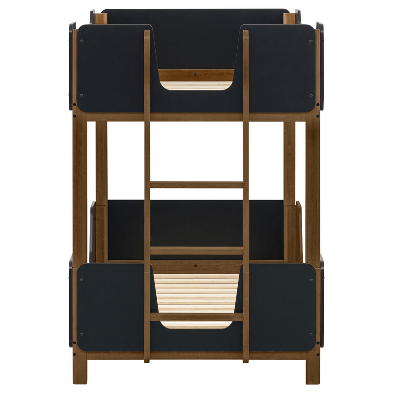 Morris Twin Over Twin Wood Bunk Bed with Ladder Walnut and Black - detail 6