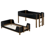 Morris Twin Over Twin Wood Bunk Bed with Ladder Walnut and Black - detail 7