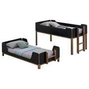 Morris Twin Over Twin Wood Bunk Bed with Ladder Walnut and Black - detail 8