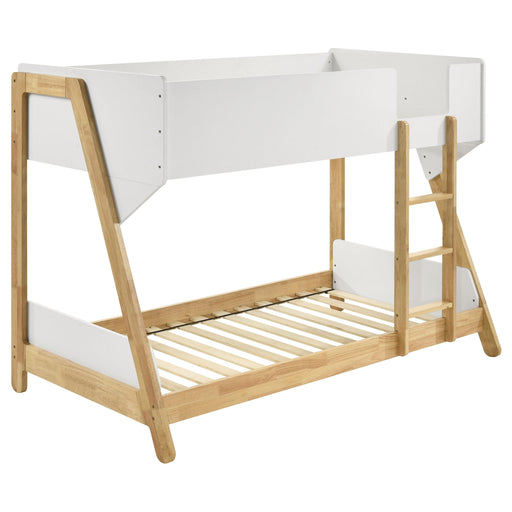 Wyatt Wood Twin Over Twin Bunk Bed White and Natural - alternate view