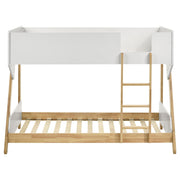Wyatt Wood Twin Over Twin Bunk Bed White and Natural - detail 4