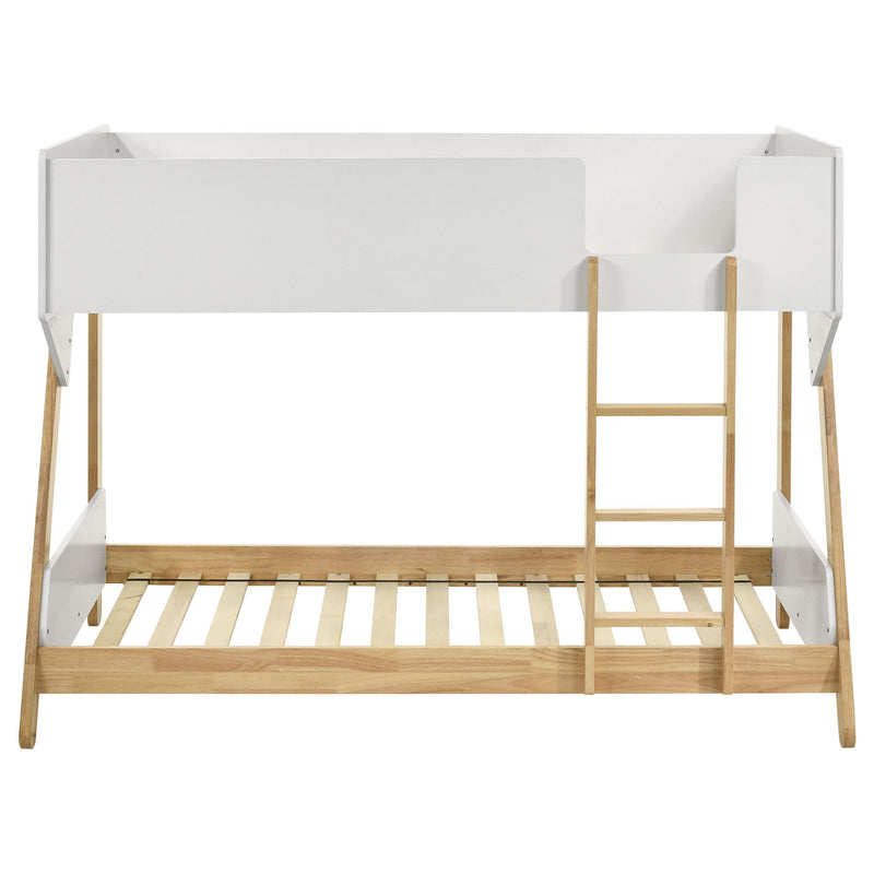 Wyatt Wood Twin Over Twin Bunk Bed White and Natural - detail 4