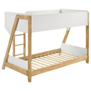Wyatt Wood Twin Over Twin Bunk Bed White and Natural - detail 5