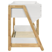 Wyatt Wood Twin Over Twin Bunk Bed White and Natural - detail 6