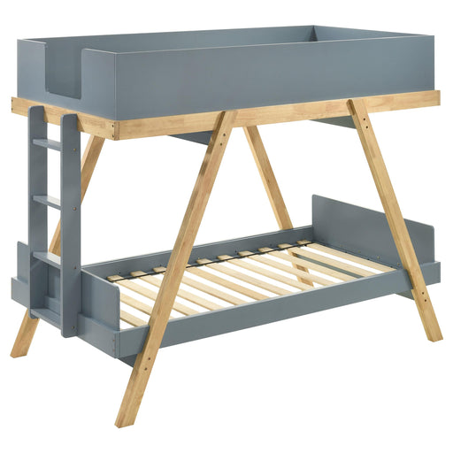 Frankie Wood Twin Over Twin Bunk Bed Blue and Natural - alternate view